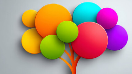 Colorful abstract tree illustration with round shapes and smooth texture  