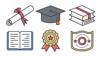 Graduation and education icons for academic success