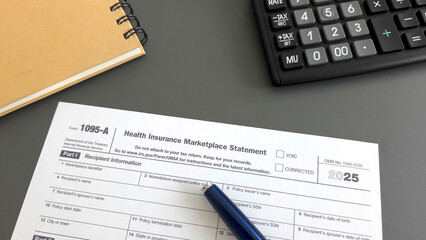 Obraz premium US Tax Form 1095-A – Health Insurance Marketplace Statement