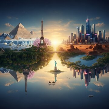 Continents are flipped with familiar landmarks in unexpected loc