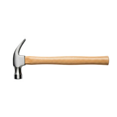 High-quality image of a claw hammer with wooden handle isolated on transparent background