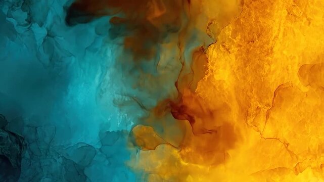 Abstract colorful ink diffusion in water creating organic shapes and textures