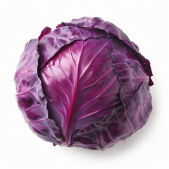 Obraz premium Fresh red cabbage isolated on white background macro food photography 