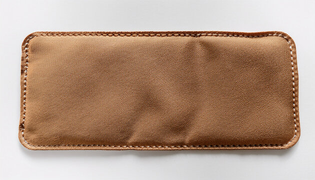 Blank Rectangular Fabric Patch Mockup With Stitched Border On White Background Perfect For Branding Design