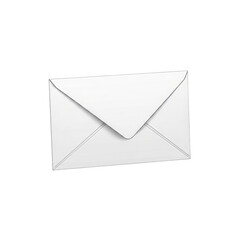 White envelope with flap closed, simple design, isolated on transparent background