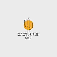 Cactus sun logo icon design template vector illustration