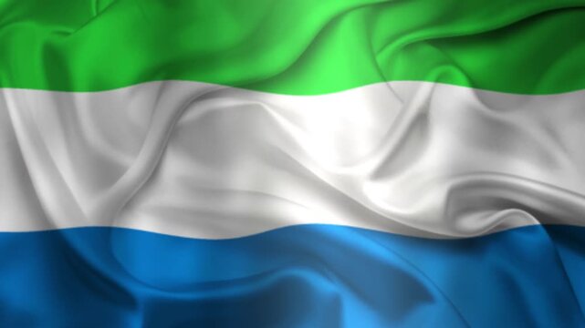 Flag of Sierra Leone, Sierra Leone 3D Animation flag waving in the wind. 4K Sierra Leone&nbsp;Flag Animation waving with fabric texture.

