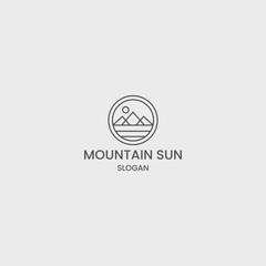 Mountain sun logo icon design template vector illustration