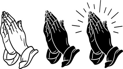 Obraz premium Praying hands in different styles and expressions