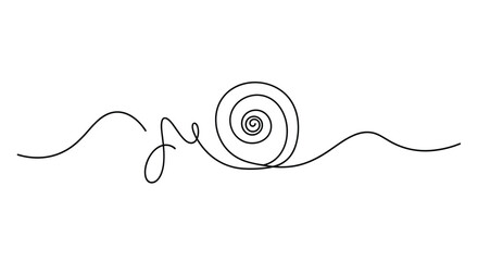Obraz premium Abstract continuous line drawing forming a large spiral shape in the center with flowing wavy lines on either side.