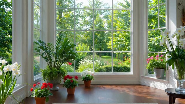Indoor plants by large window
