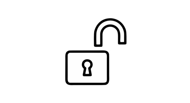 An open padlock icon, symbolizing security, access, and freedom from restriction