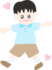 Fototapeta premium Cute Boy Character Cartoon Child Illustration Kids Activity Graphic