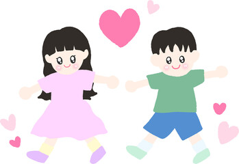 Cute Kids Friendship Couple Cartoon Children Illustration