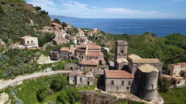 Pentefur Castle in Savoca, Sicily with scenic coastal views