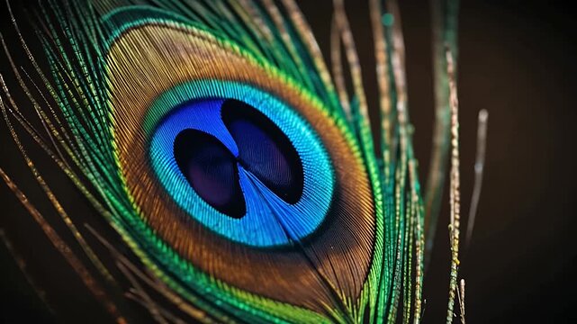 peacock feather close up macro shot vibrant blue green eye pattern