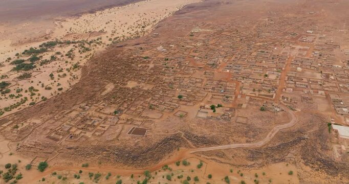 Panoramic Aerial View Of The Historic Town Of Ouadane In Mauritania.