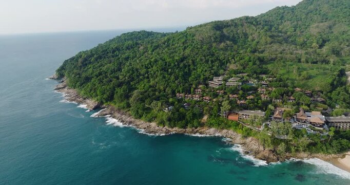 Luxurious Resort Villas At Nai Thon Beach In Phuket, Thailand. Aerial Shot