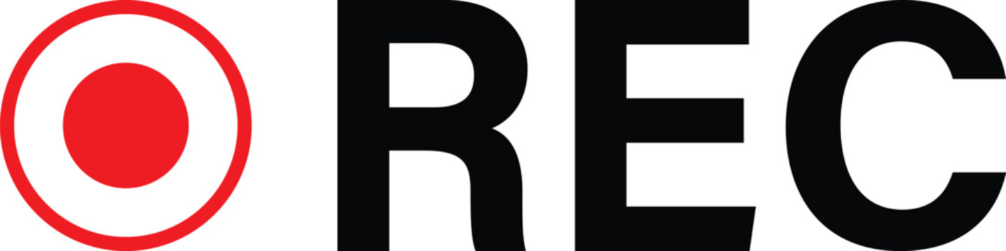 REC Recording Indicator with Red Record Button Icon for Video Production Interface