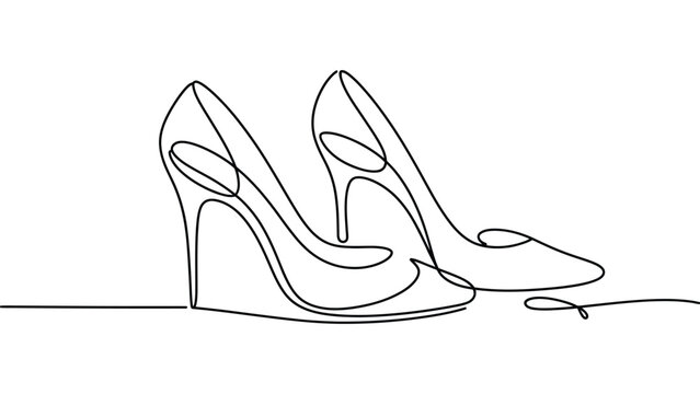 Minimal continuous line drawing of elegant high heel shoes, fashion footwear concept illustration, simple outline vector style women stilettos design representing style, luxury and modern fashion acc 
