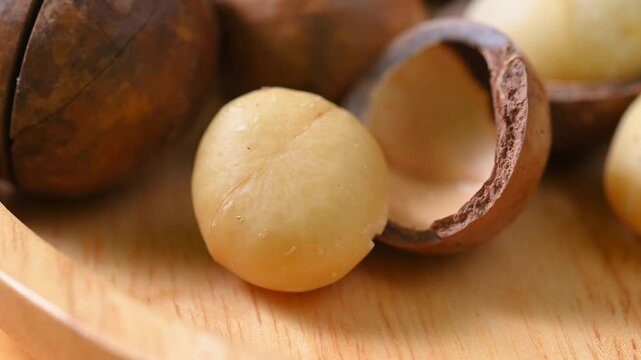 Dried macadamia nuts on the table.