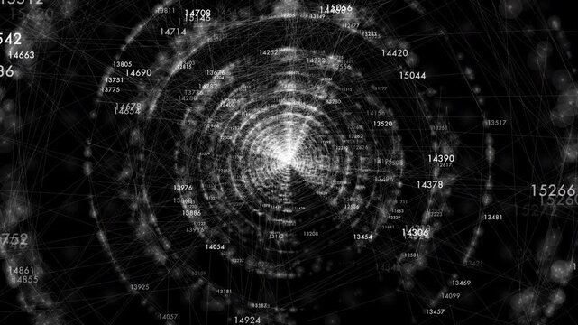 Flowing digital lines move forward through dark space forming a data stream grid. Ideal for quantum computing, machine learning, financial data visuals, and technology overlays.