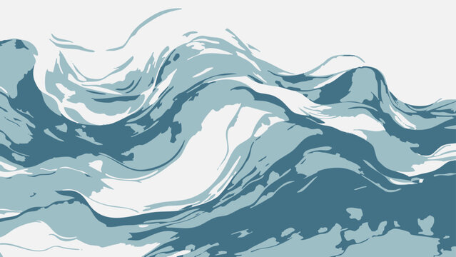 Vector Abstract depiction of fluid dynamics, resembling an ocean wave, with dynamic energy. Captures the movement, motion, and surge of liquid.