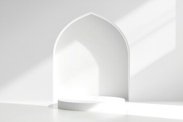 Fototapeta premium Minimalist white arch frames soft, geometric light