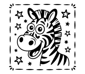 Fototapeta premium Cute zebra . Funny kawaii alpaca character. Cartoon flat style. Vector illustration