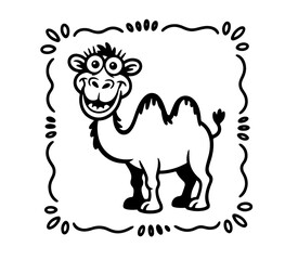 Fototapeta premium Cute camel . Funny kawaii alpaca character. Cartoon flat style. Vector illustration