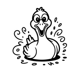 Fototapeta premium Cute goose . Funny kawaii alpaca character. Cartoon flat style. Vector illustration