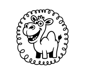 Naklejka premium Cute camel . Funny kawaii alpaca character. Cartoon flat style. Vector illustration