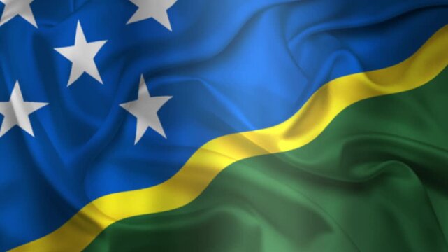 Flag of Solomon Islands, Solomon Islands 3D Animation flag waving in the wind. 4K Solomon Islands&nbsp;Flag Animation waving with fabric texture.
