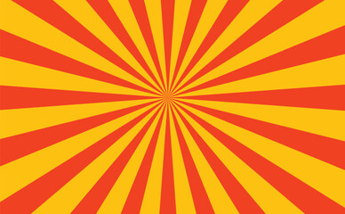 Retro Sunburst Rays Background with Yellow and Orange Radial Stripes for Vintage Poster Design