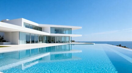 Modern White Villa with Infinity Pool Overlooking Ocean