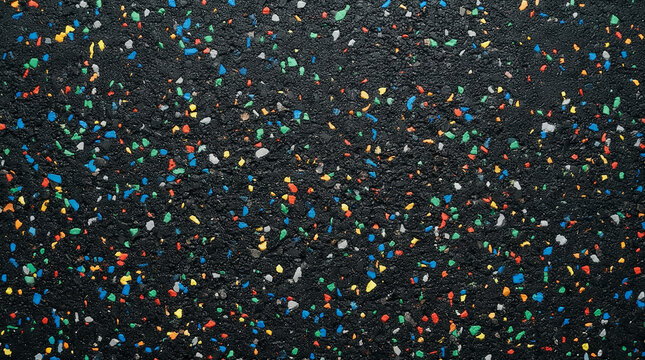 Recycled Black Rubber Tire Flooring Texture with Colorful Flecks