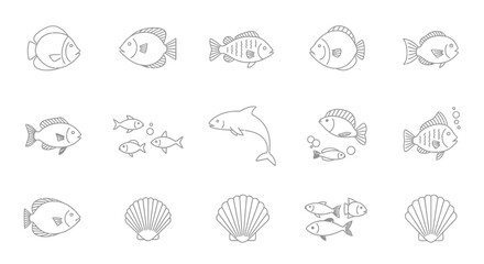 Obraz premium fish marine icon set vector