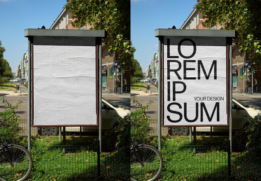 Mockup Of Customizable Vertical Sign In Town