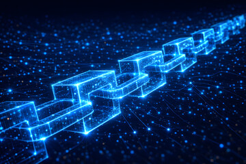 Obraz premium Blockchain Technology Network with Digital Chain Connections
