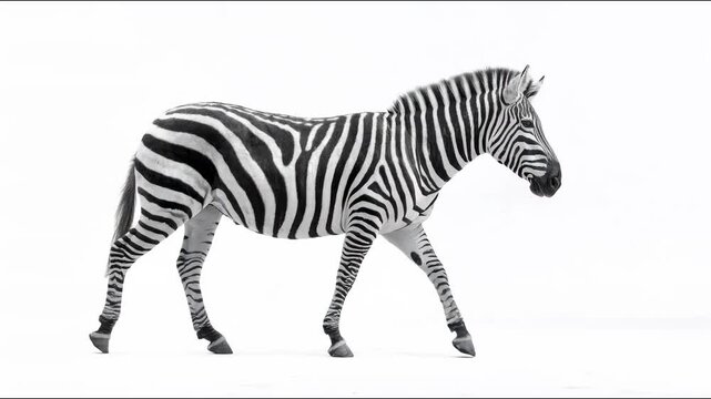 Zebra Walking Profile Isolated On White