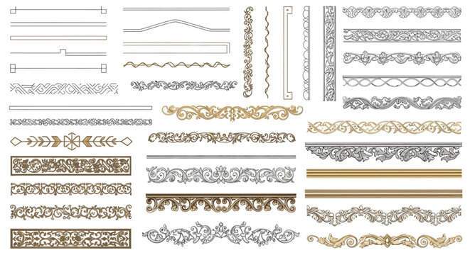 Comprehensive Set of Decorative Borders, Frames, and Dividers for Design