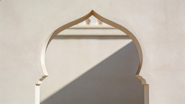 Minimalist Arabic Archway with Sunlight and Shadows