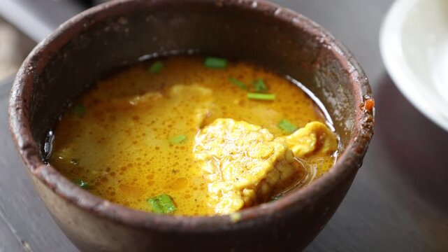 Tofu lodeh vegetables (sayur lodeh tahu) typical Indonesian food, especially in Java. Sayur lodeh uses coconut milk as its main ingredient.
