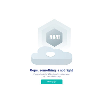 404 Page Not Found Cloud Security Error Web Illustration