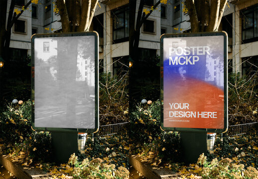 Mockup Of Vertical Customized Poster In Urban Park