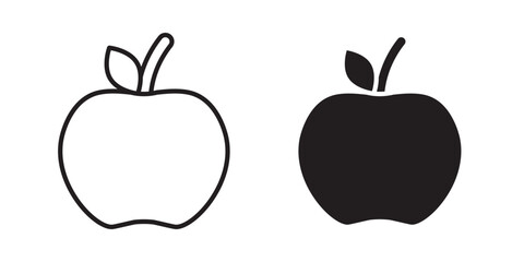 Apple icon for web, design. Linear illustrations, editable strokes