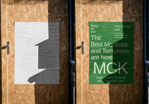 Mockup Of Vertical Customized Poster Pasted On Door