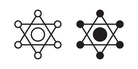 Badge Sheriff icon for web, design. Linear illustrations, editable strokes