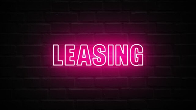 Neon, Glowing, Colorful Leasing animation. leasing neon text motion. Flocker text 4k video.