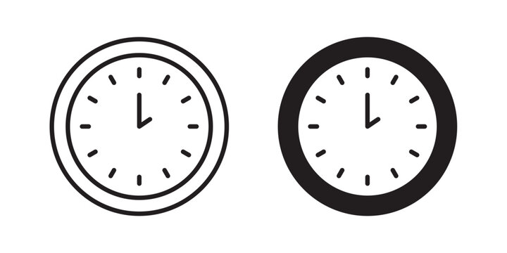 Clock two icon for web, design. Linear illustrations, editable strokes